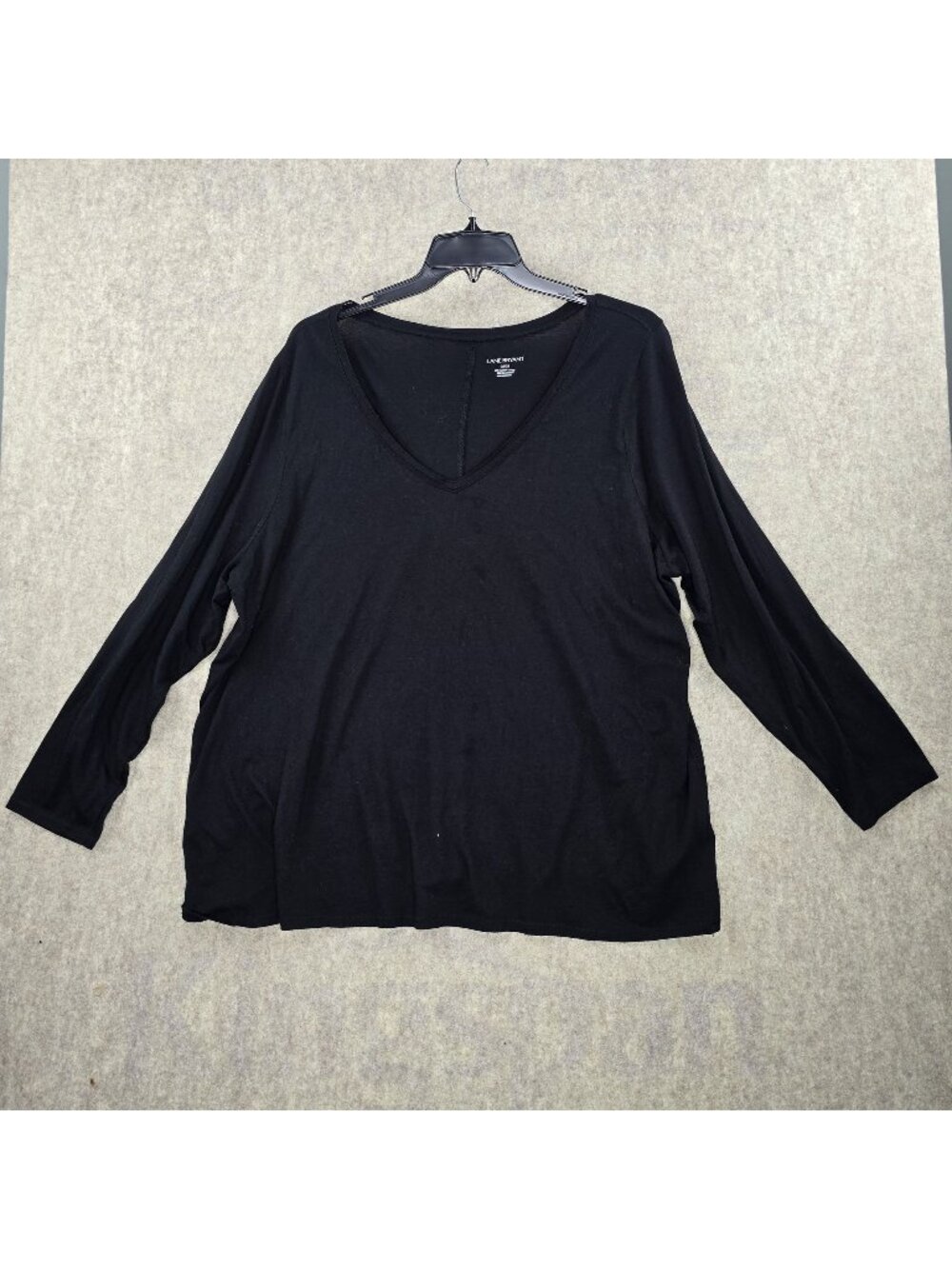 Lane Bryant Womens V-Neck Black Top Size 26/28 Supima Cotton Blend Relaxed Fit
